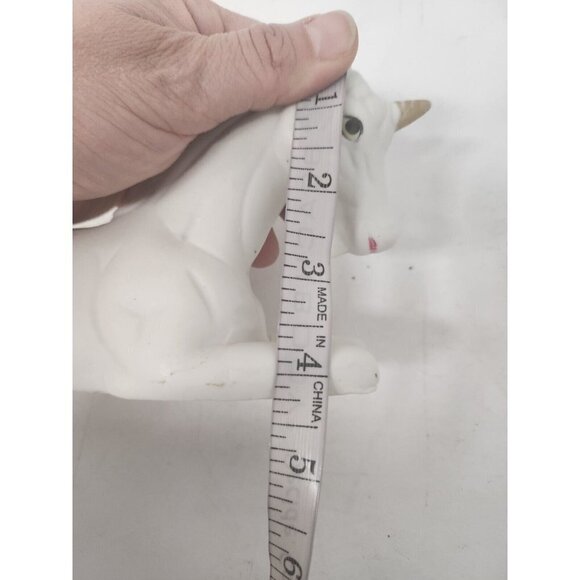 VINTAGE Rainbow Unicorn Figurine Ceramic Sitting Sculpture Matte White Gold - Picture 9 of 9